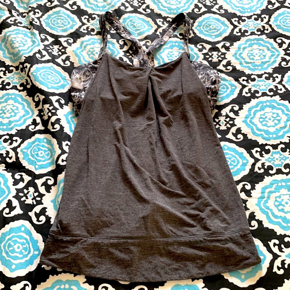 Lululemon Flower/Gray Sport Tank w/built in bra